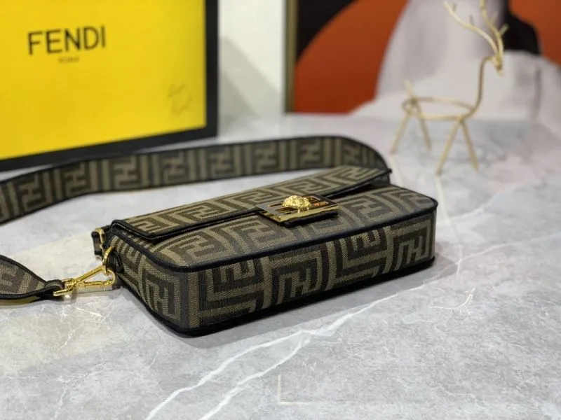 Fendi Brown FF Monogram Shoulder Satchel Bag - Image 6