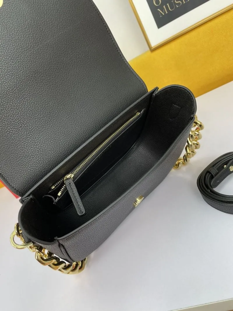 Versace Black Leather Satchel Bag with Gold Chain - Image 7