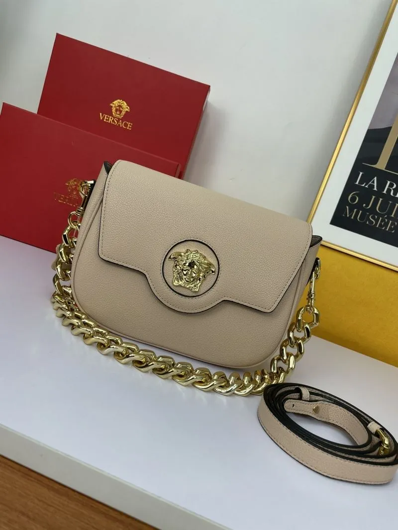 Versace Beige Leather Crossbody Satchel Bag 145