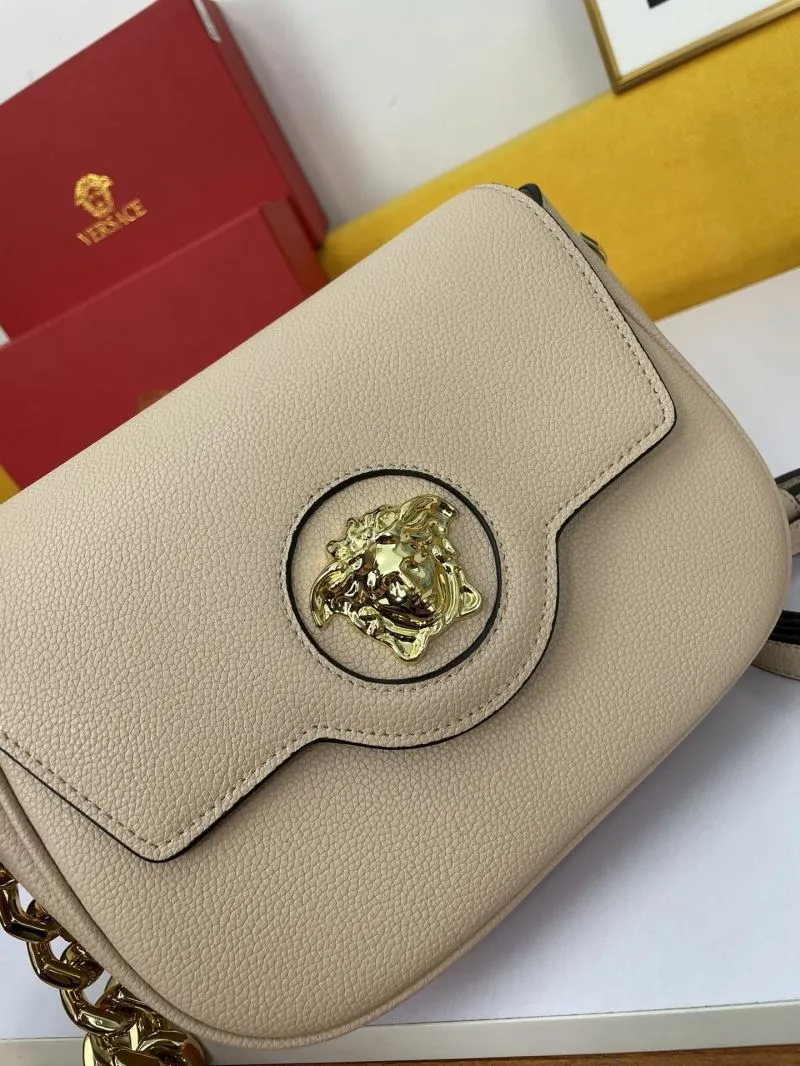 Versace Beige Leather Crossbody Satchel Bag 145 - Image 3