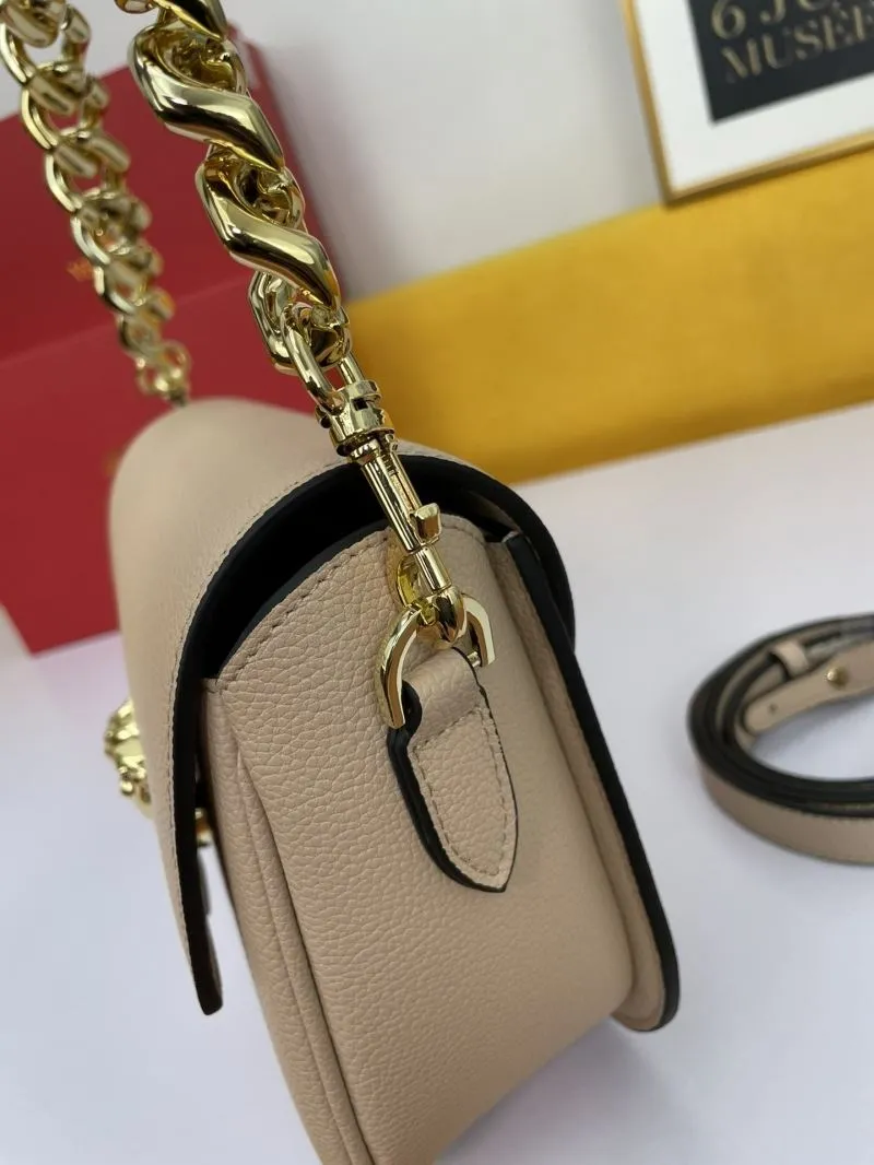 Versace Beige Leather Crossbody Satchel Bag 145 - Image 5