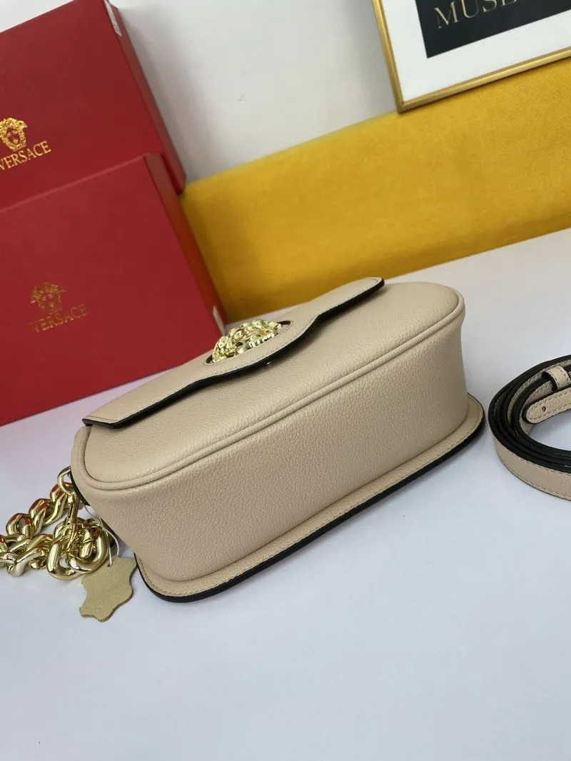 Versace Beige Leather Crossbody Satchel Bag 145 - Image 6