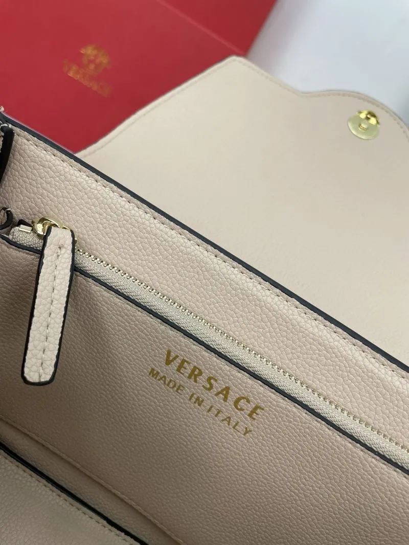 Versace Beige Leather Crossbody Satchel Bag 145 - Image 8
