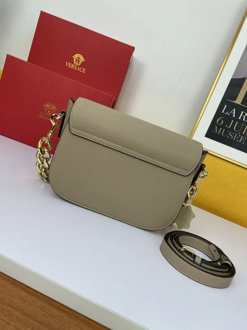 Alternative view of Versace Beige Leather Satchel Bag with Chain Strap