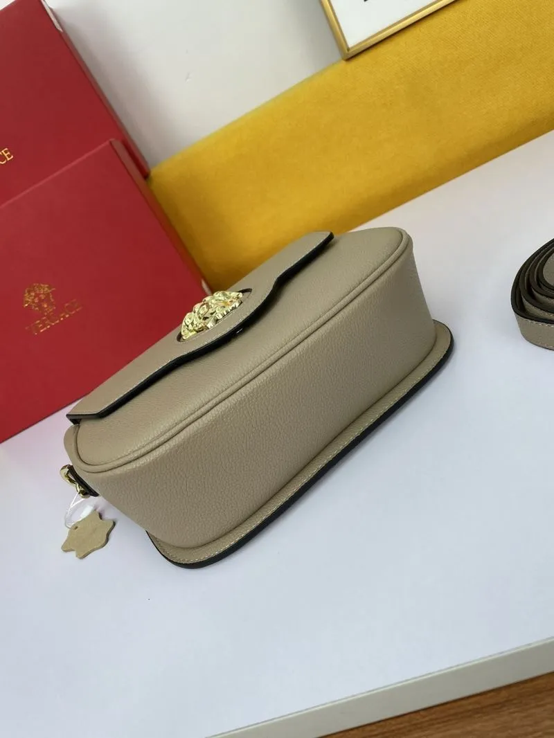Versace Beige Leather Satchel Bag with Chain Strap - Image 6