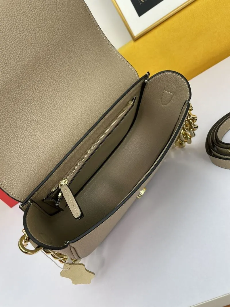 Versace Beige Leather Satchel Bag with Chain Strap - Image 7
