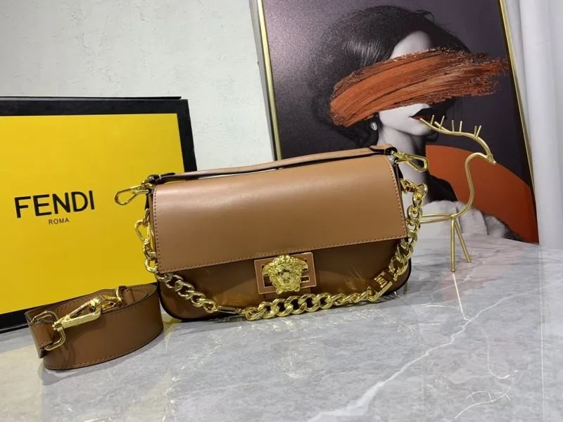 Versace Brown Leather Crossbody Satchel Bag