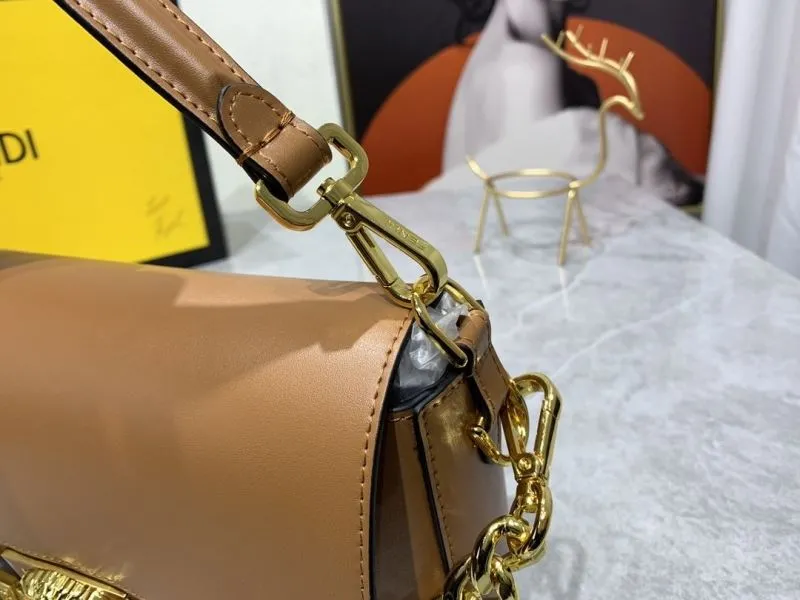 Versace Brown Leather Crossbody Satchel Bag - Image 5