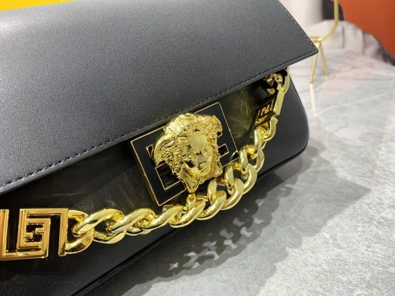 Versace Black Leather Satchel Bag with Gold Chain 149 - Image 4