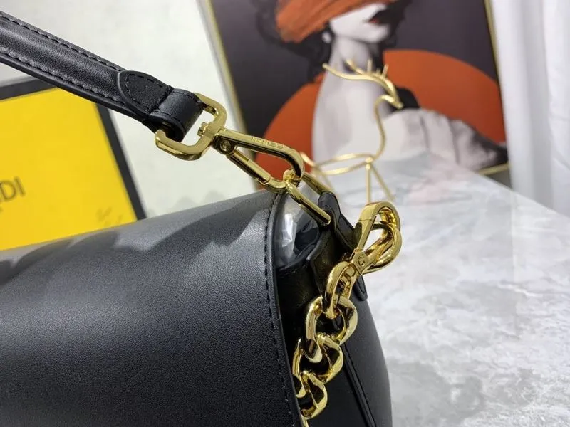 Versace Black Leather Satchel Bag with Gold Chain 149 - Image 5