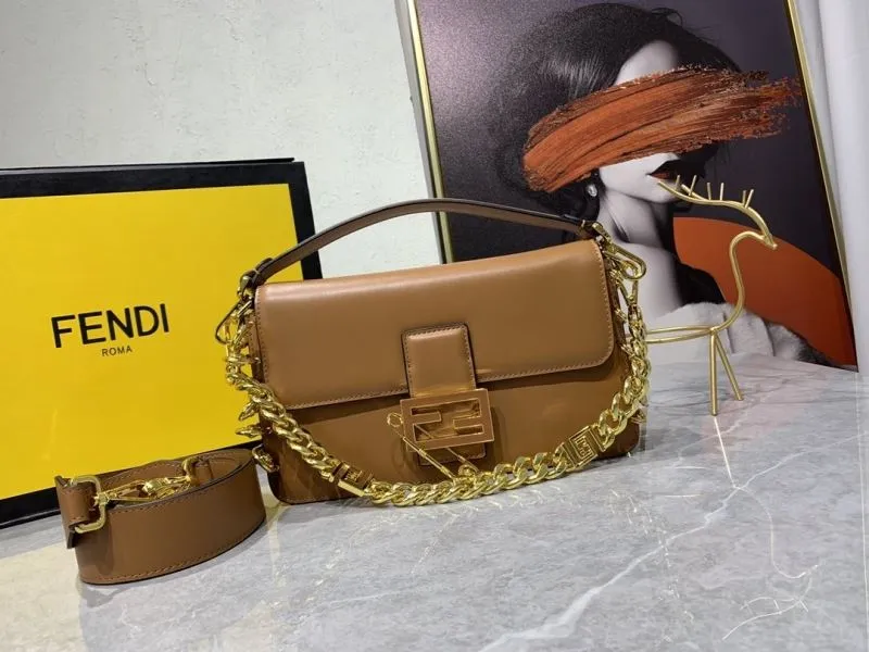 Fendi Brown Leather Satchel Bag