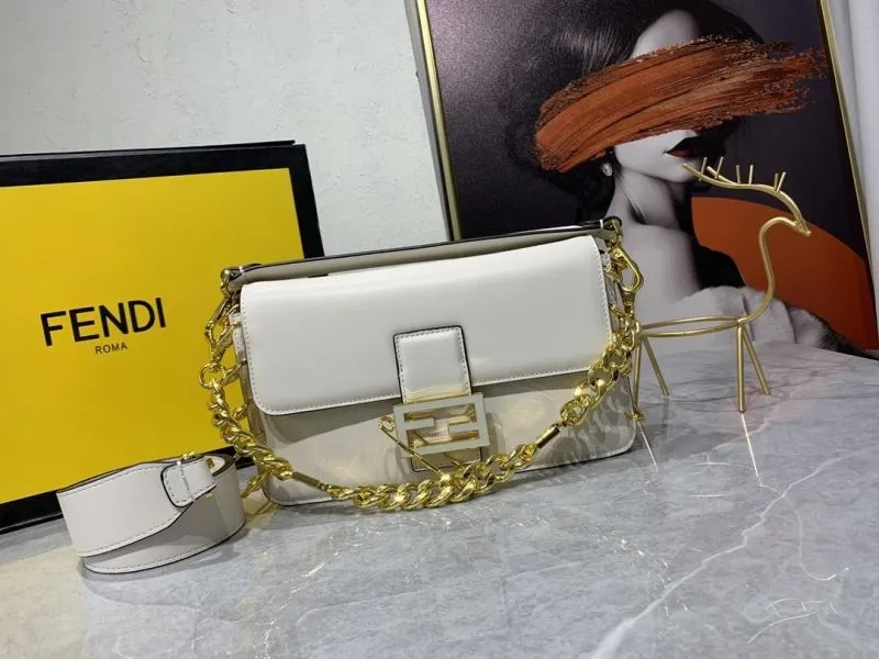 Fendi White Leather Satchel Bag