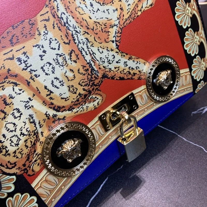 Versace Orange Leopard Print Satchel Bag 156 - Image 5