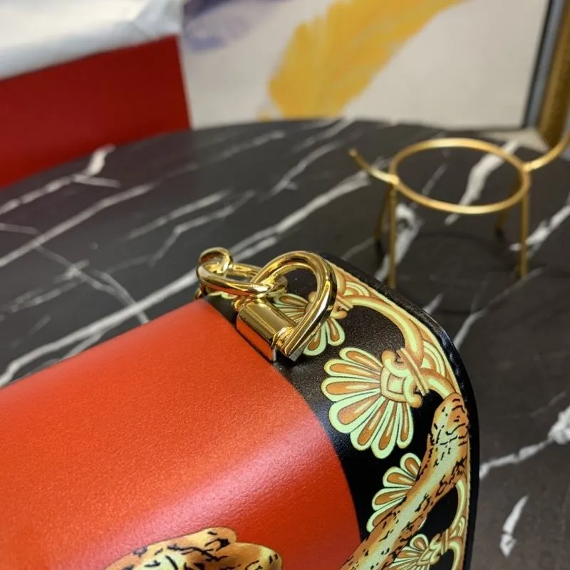 Versace Orange Leopard Print Satchel Bag 156 - Image 6