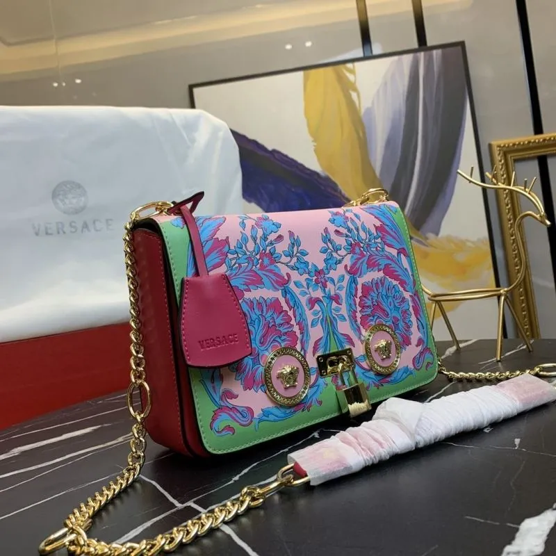 Alternative view of Versace Pink Green Floral Crossbody Satchel Bag