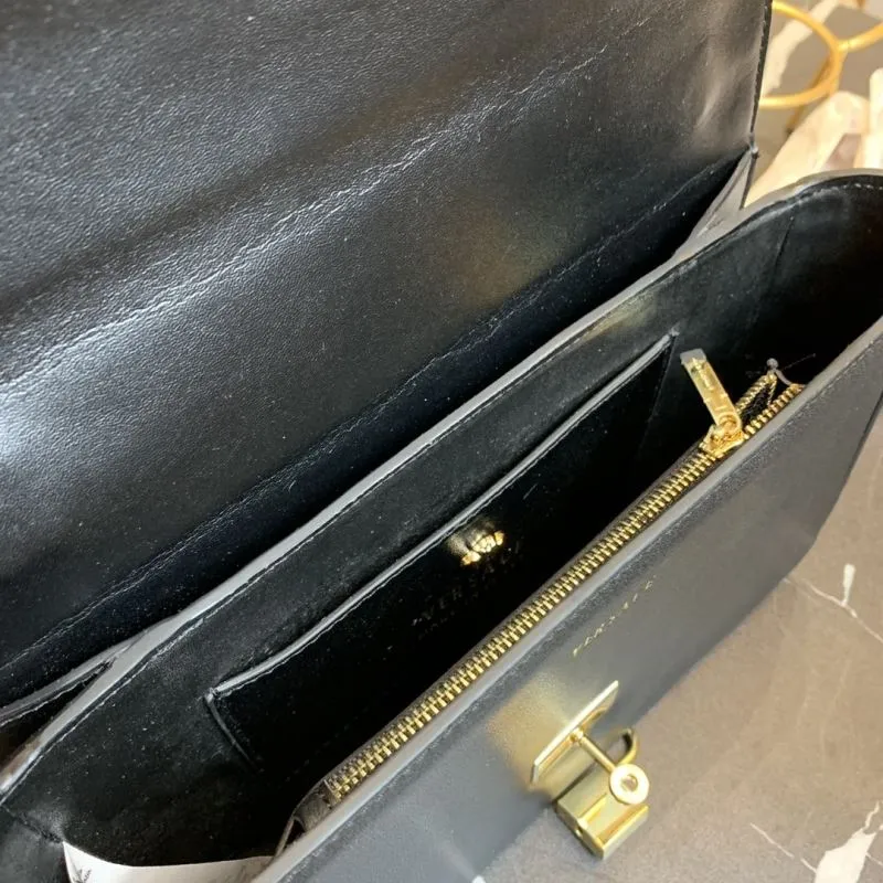 Versace Black Gold Floral Chain Satchel Bag 158 - Image 9