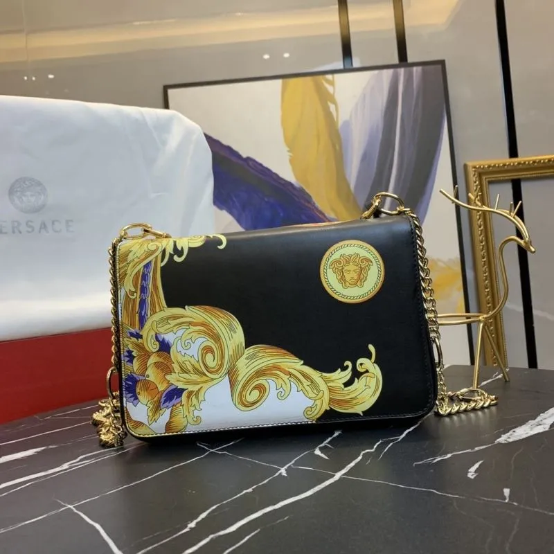 Versace Black Baroque Print Satchel Bag 159 - Image 3