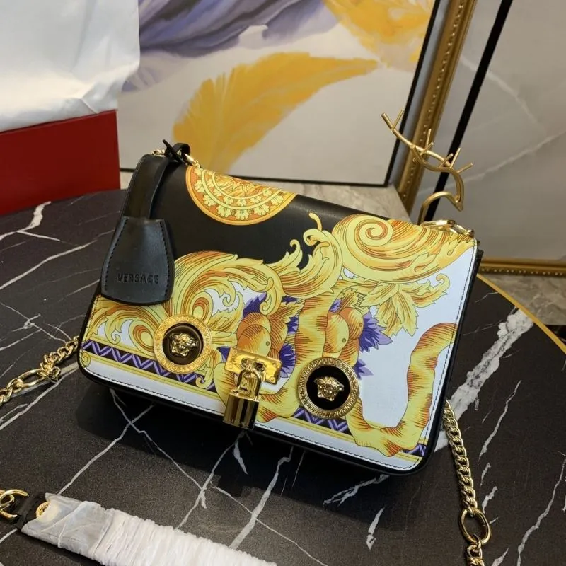 Versace Black Baroque Print Satchel Bag 159 - Image 4