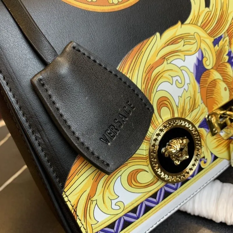 Versace Black Baroque Print Satchel Bag 159 - Image 6