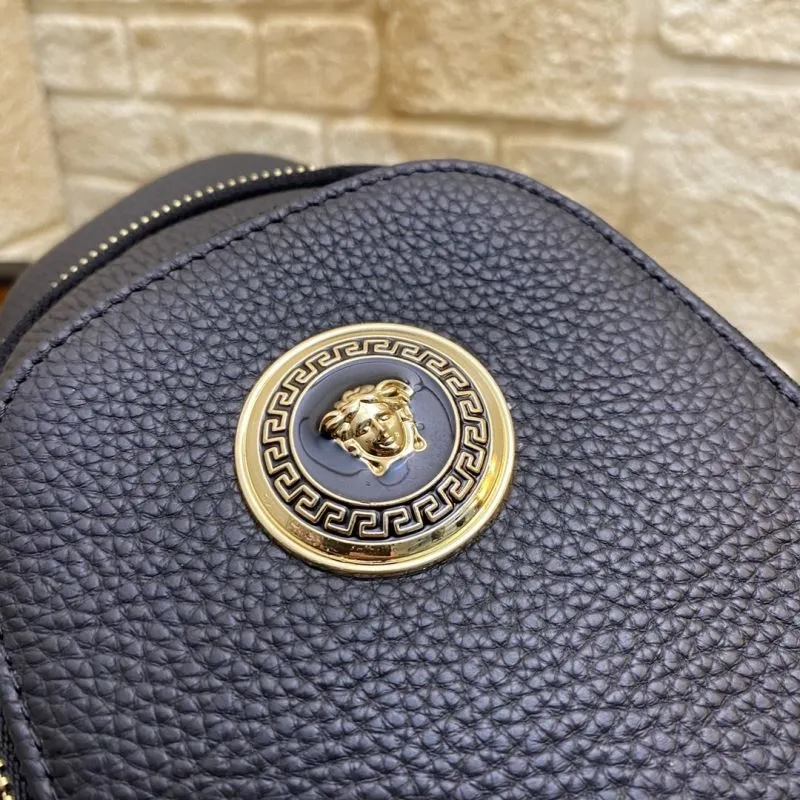 Versace Black Leather Sling Chest Bag - Image 7