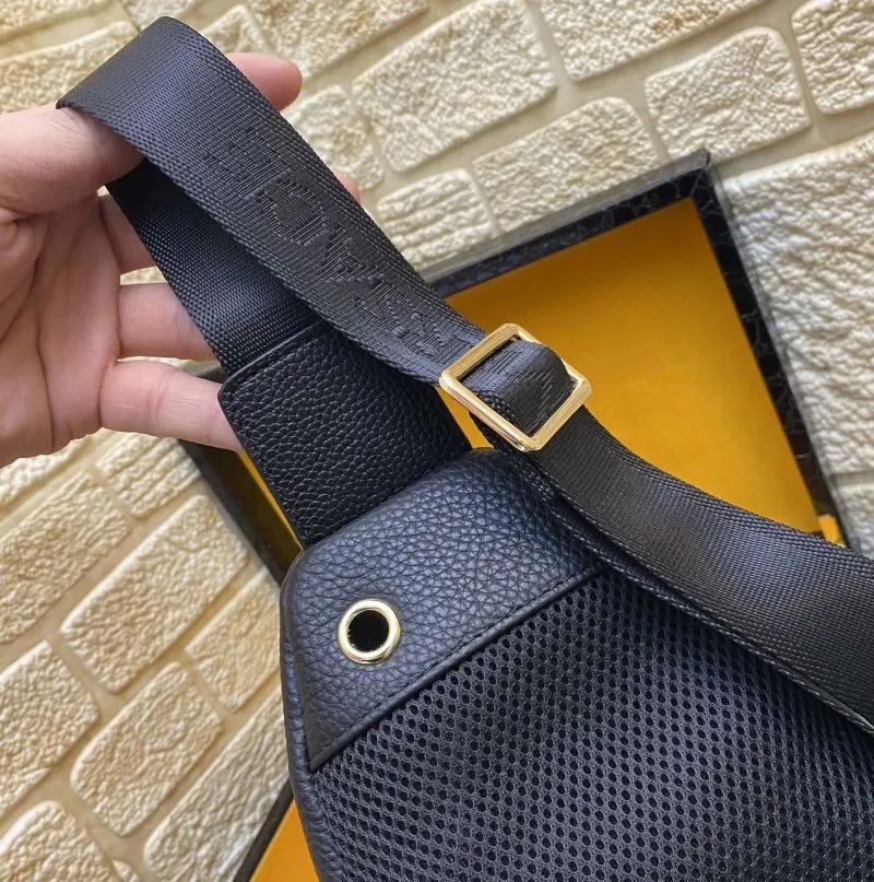 Versace Black Leather Sling Chest Bag - Image 8