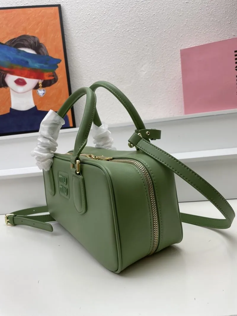 Miu Miu Green Leather Handbag with Strap 148# 27cm - Image 6