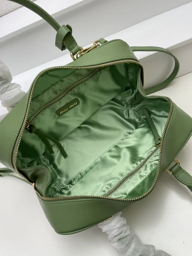 Miu Miu Green Leather Handbag with Strap 148# 27cm - Image 8