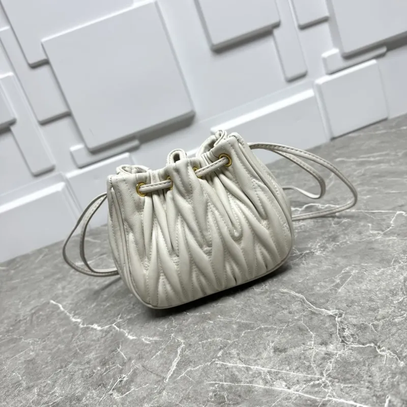 MIU MIU Light Gray Mini Bucket Crossbody Bag - Image 5