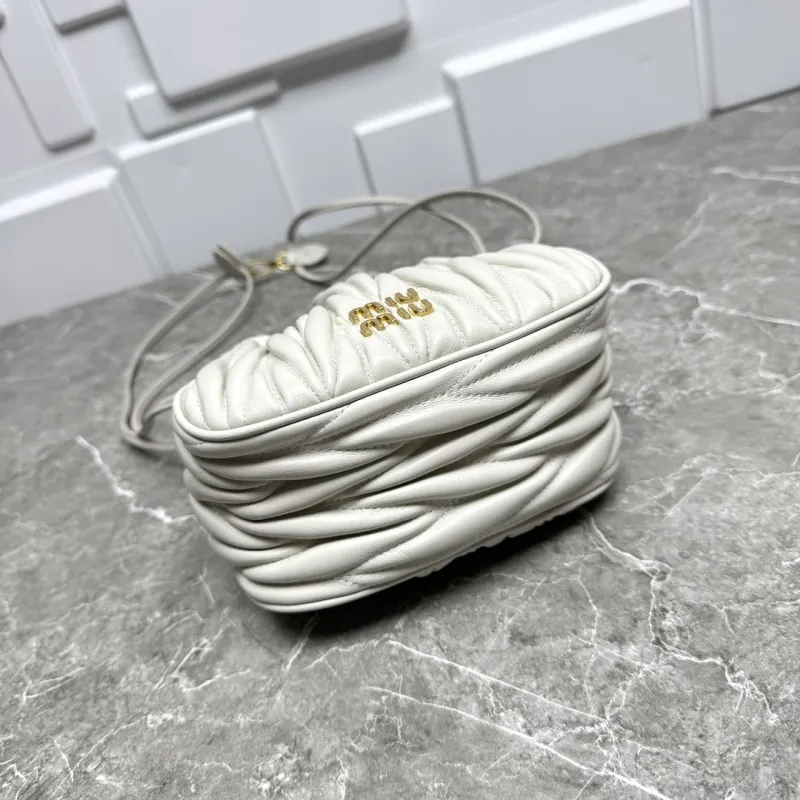 MIU MIU Light Gray Mini Bucket Crossbody Bag - Image 6