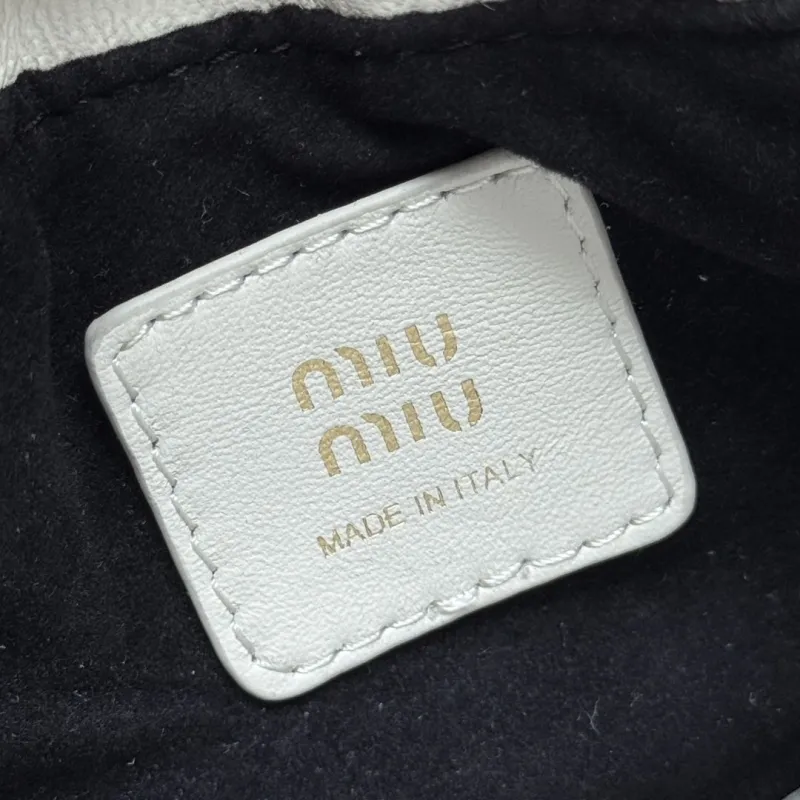 MIU MIU Light Gray Mini Bucket Crossbody Bag - Image 8