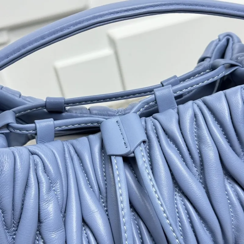 Miu Miu Light Blue Leather Bucket Bag - Image 3