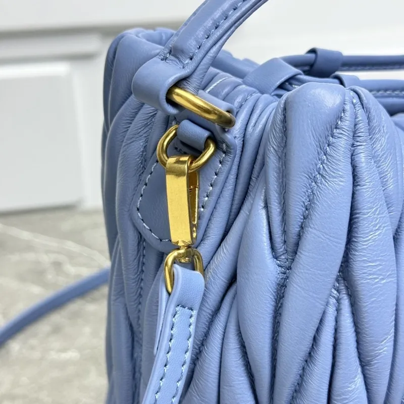 Miu Miu Light Blue Leather Bucket Bag - Image 4