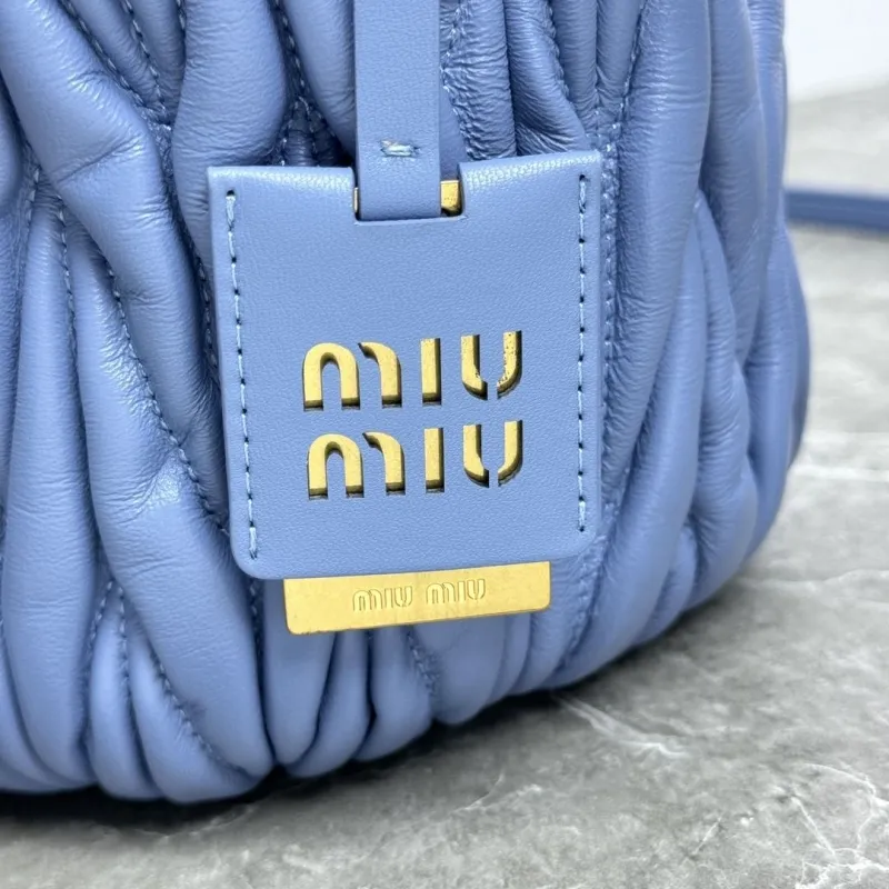 Miu Miu Light Blue Leather Bucket Bag - Image 5