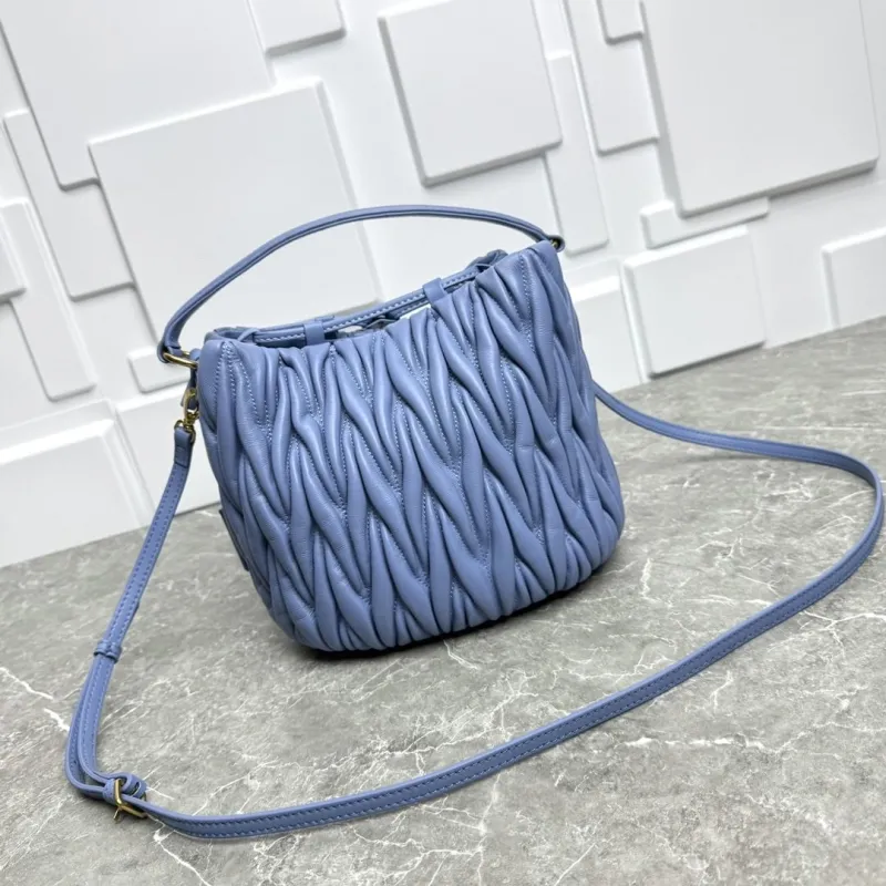 Miu Miu Light Blue Leather Bucket Bag - Image 6