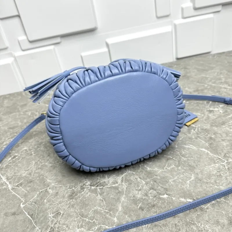 Miu Miu Light Blue Leather Bucket Bag - Image 7