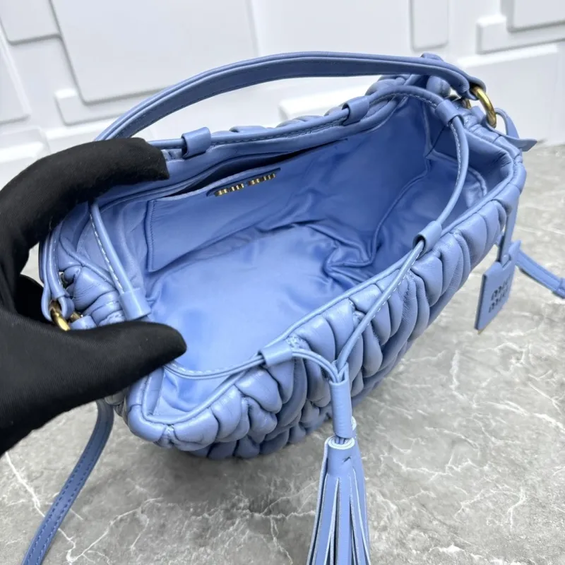 Miu Miu Light Blue Leather Bucket Bag - Image 9