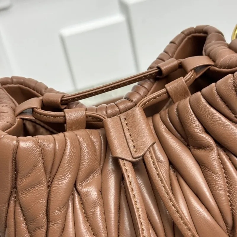 MIU MIU Brown Leather Bucket Bag - Image 3