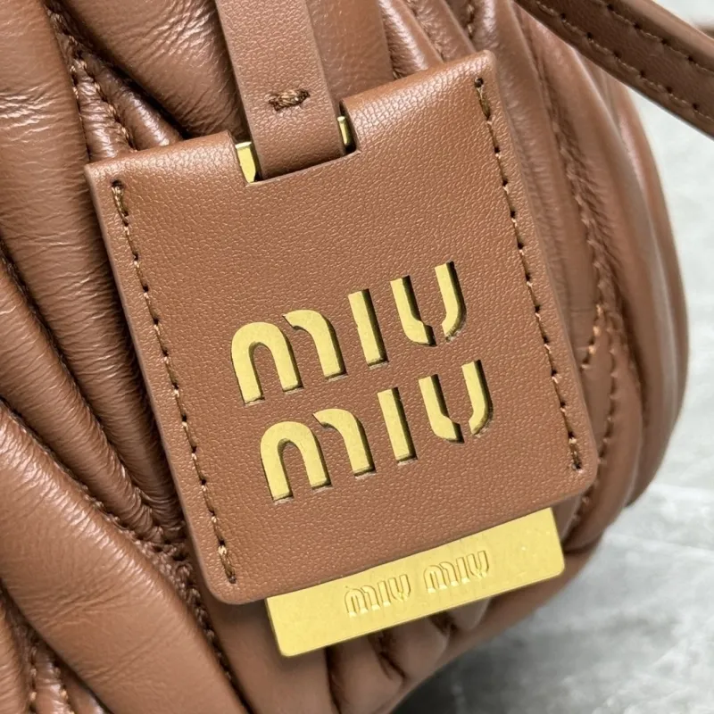 MIU MIU Brown Leather Bucket Bag - Image 4