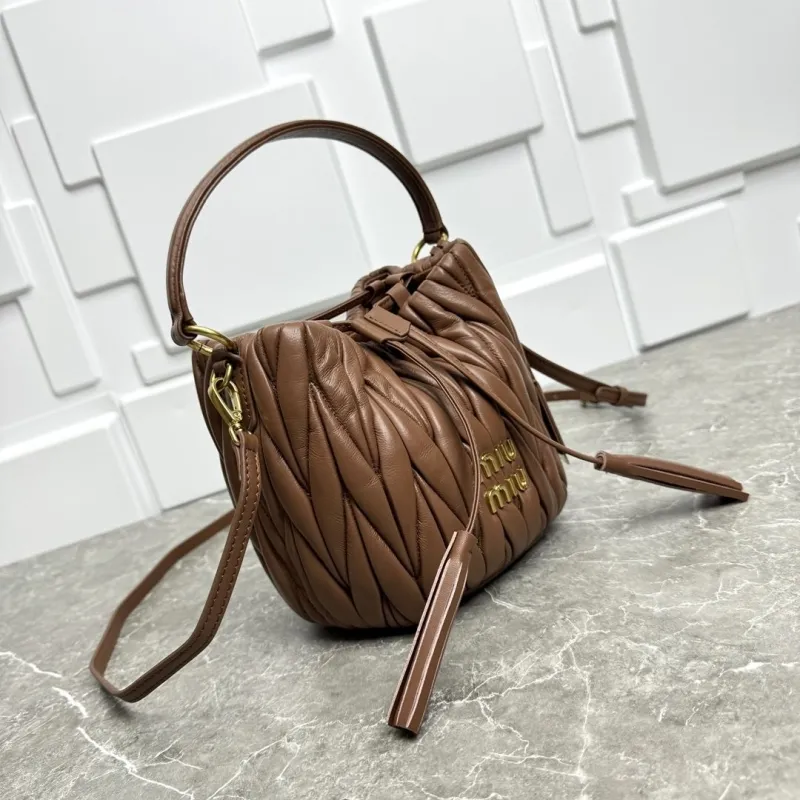 MIU MIU Brown Leather Bucket Bag - Image 5