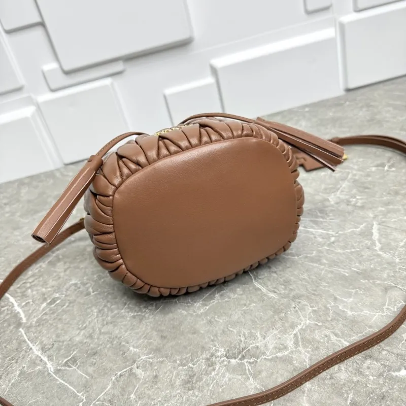 MIU MIU Brown Leather Bucket Bag - Image 7
