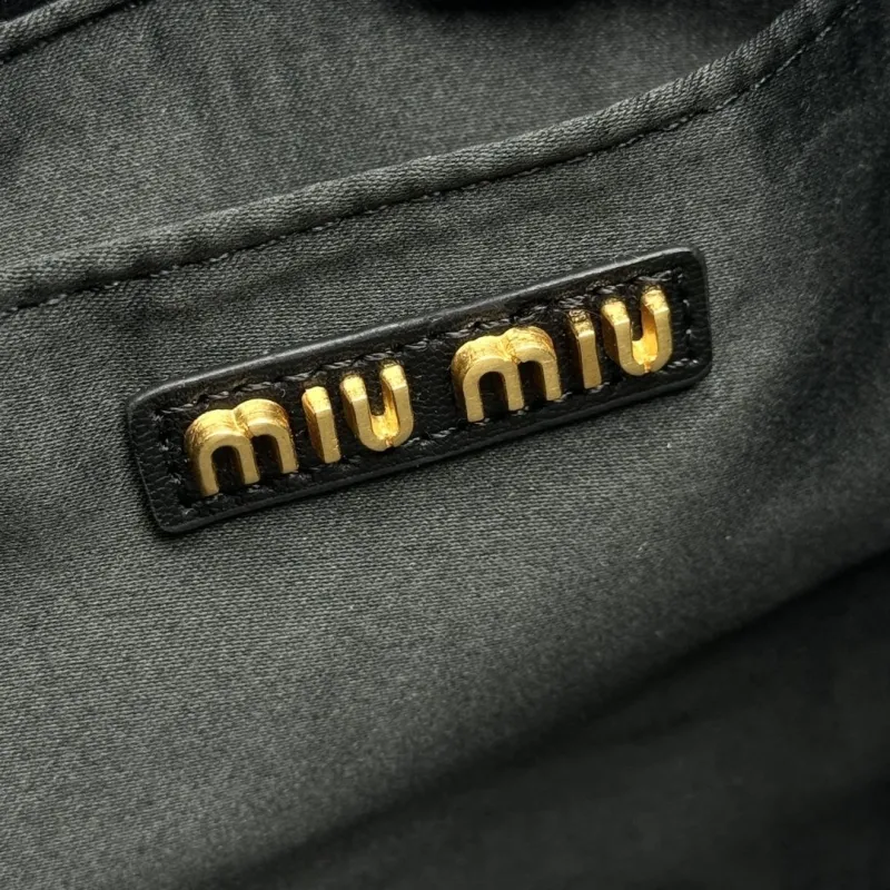 Miu Miu Black Pleated Leather Bucket Bag - Image 6