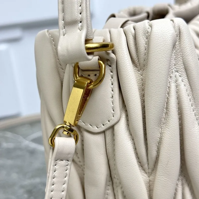 Miu Miu Cream Leather Bucket Bag - Image 4