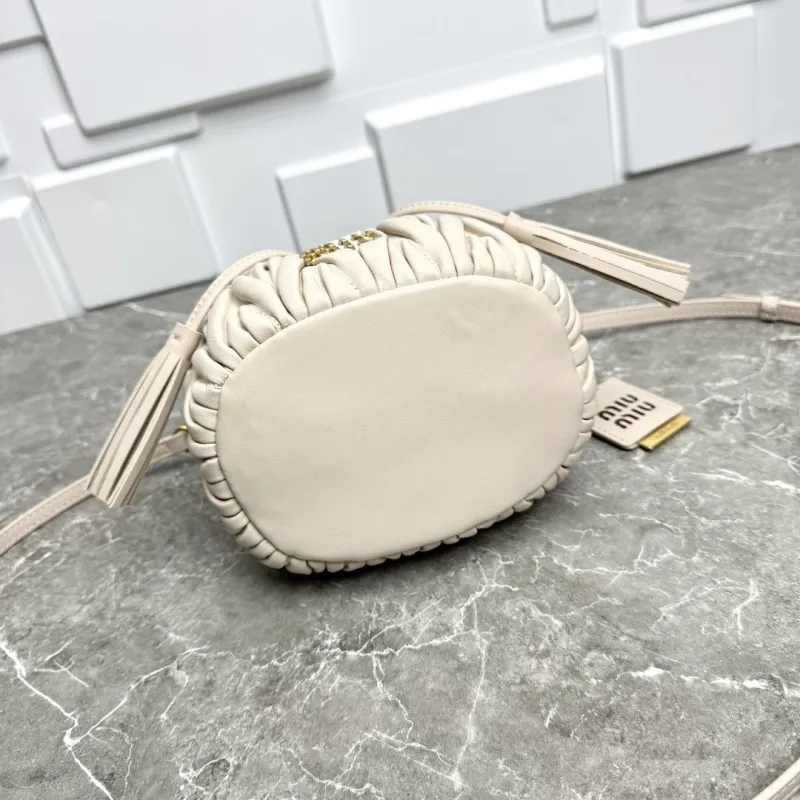 Miu Miu Cream Leather Bucket Bag - Image 6
