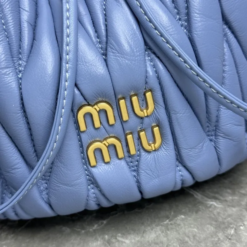 Miu Miu Light Blue Leather Bucket Bag - Image 3