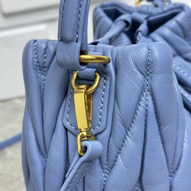 Miu Miu Light Blue Leather Bucket Bag - Image 5