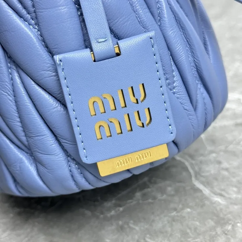 Miu Miu Light Blue Leather Bucket Bag - Image 7