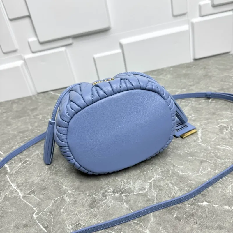 Miu Miu Light Blue Leather Bucket Bag - Image 8