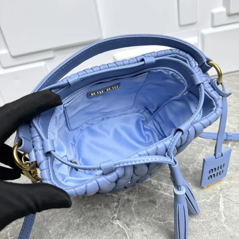 Miu Miu Light Blue Leather Bucket Bag - Image 9