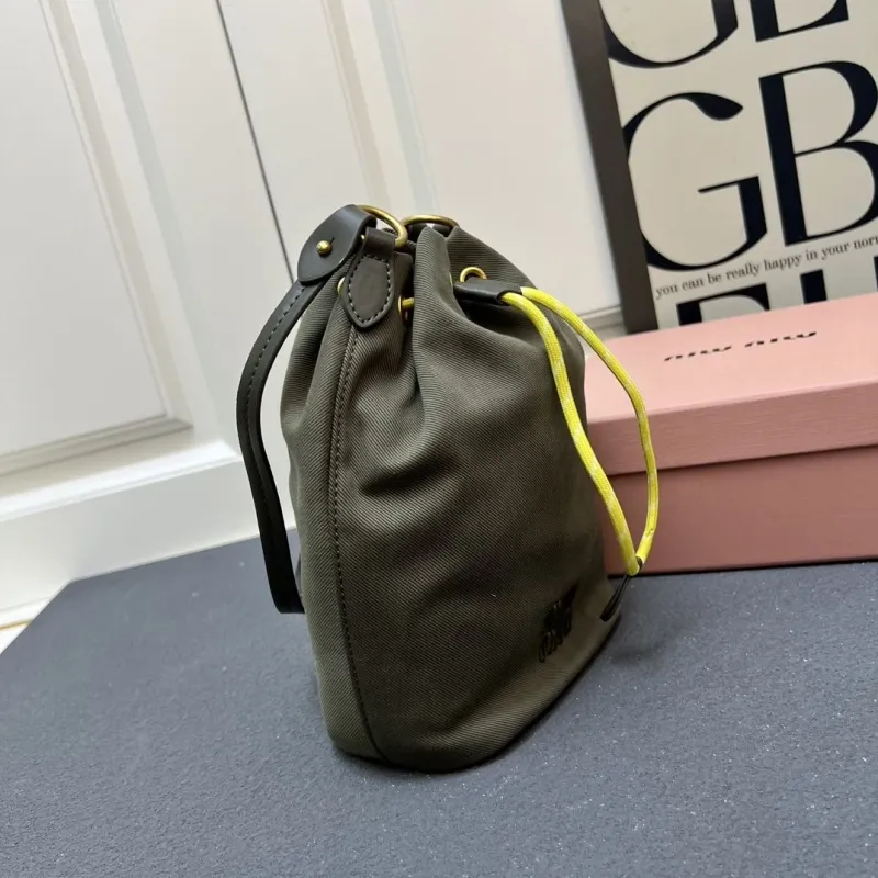 MIU MIU 1E038 Olive Green Bucket Bag - Image 3