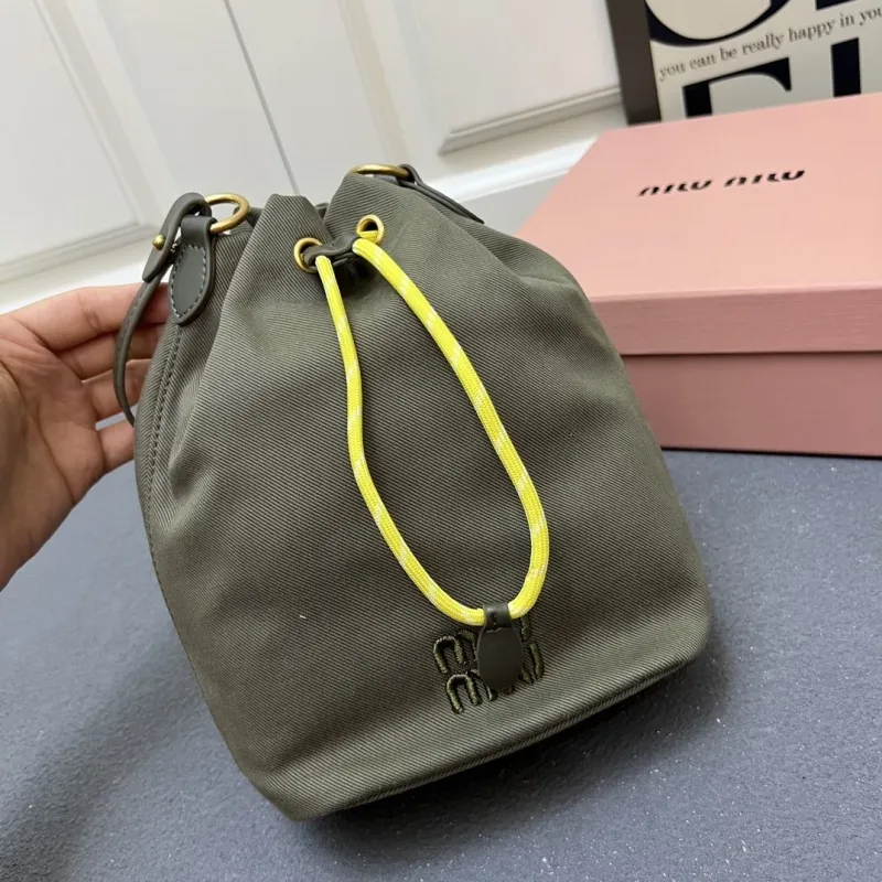 MIU MIU 1E038 Olive Green Bucket Bag - Image 4